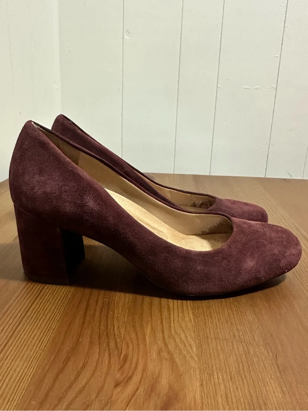 Naturalizer Burgundy Suede Block Heel Pumps